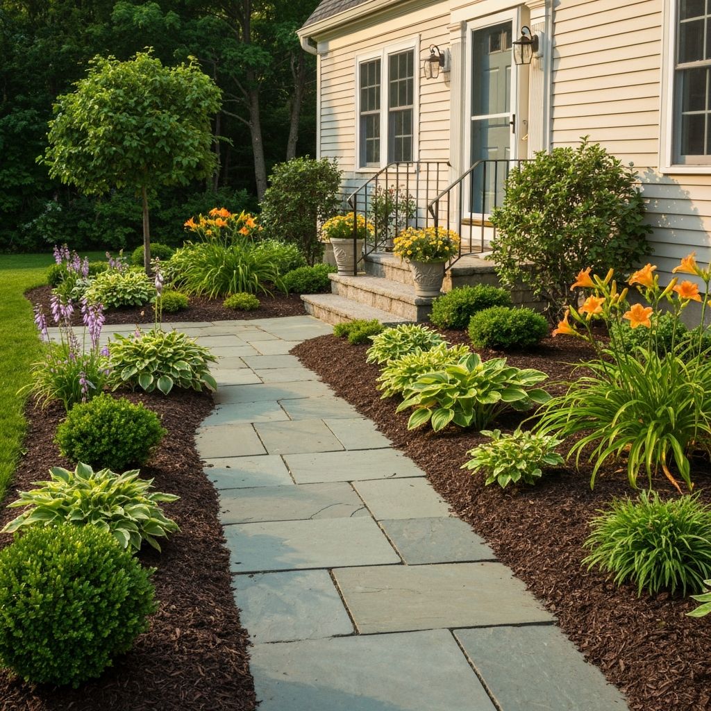 Formal English garden with boxwood hedges